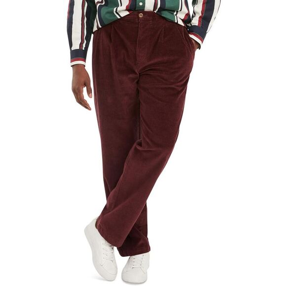 Tommy Hilfiger Other - Tommy Hilfiger Mens Red Corduroy Pleated Flex Chino Pants Trousers NWT